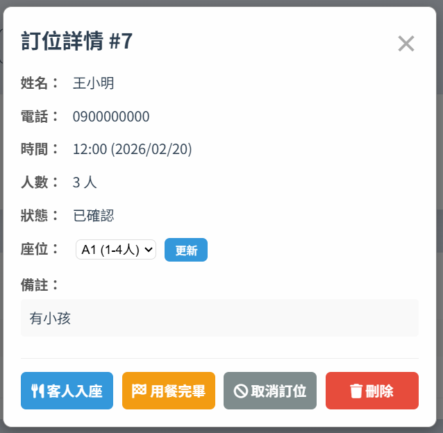 訂位詳情